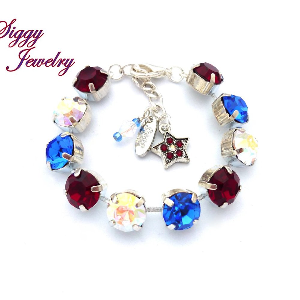 Independence Day 11mm Large Stone Crystal Bracelet